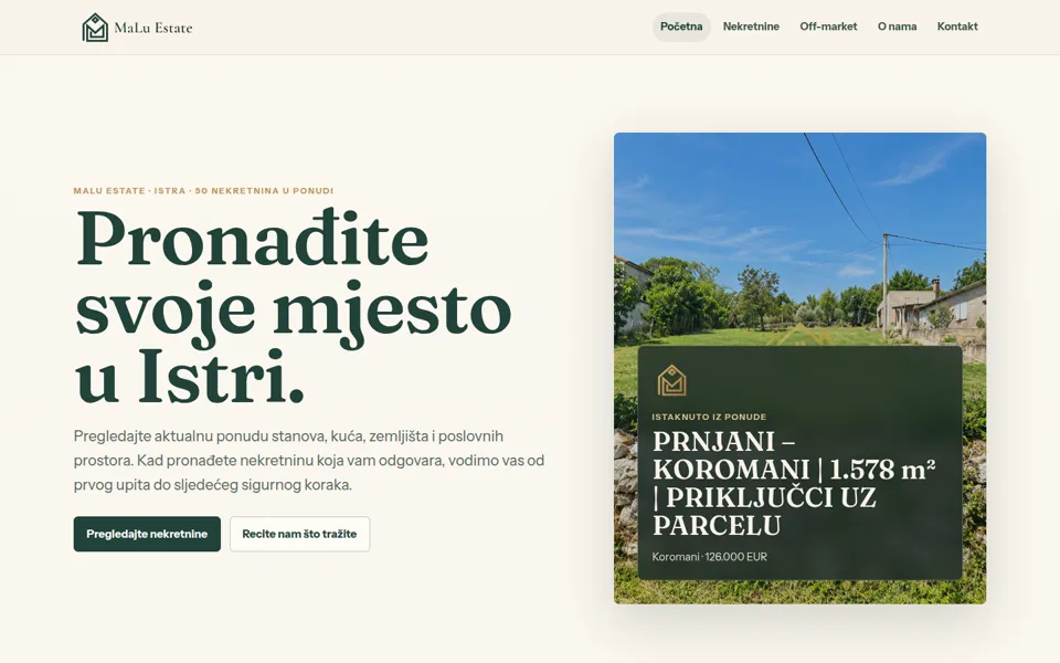 Naslovna stranica: MaLu Estate