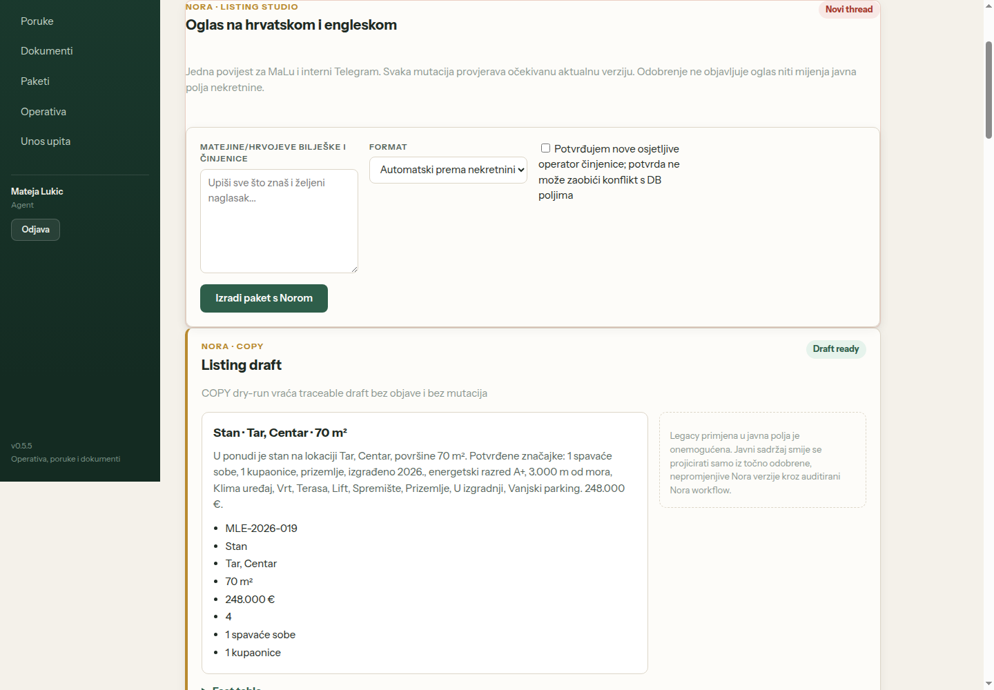 Nora / listing agentica